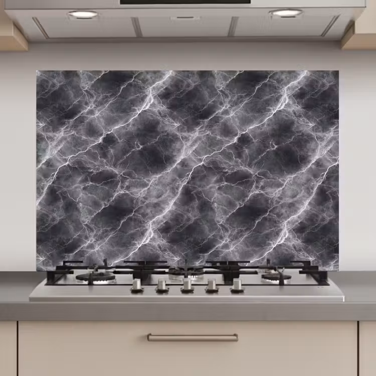 Spatscherm keuken - Donkergrijs - Bliksem - Marmer — 1