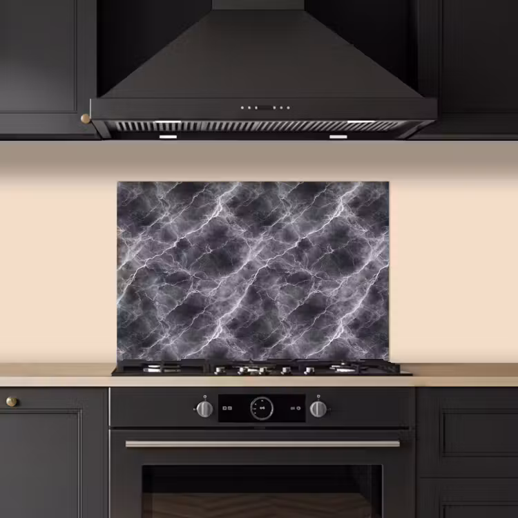 Spatscherm keuken - Donkergrijs - Bliksem - Marmer — 2