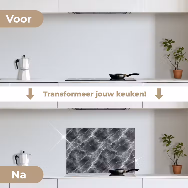Spatscherm keuken - Donkergrijs - Bliksem - Marmer — 3