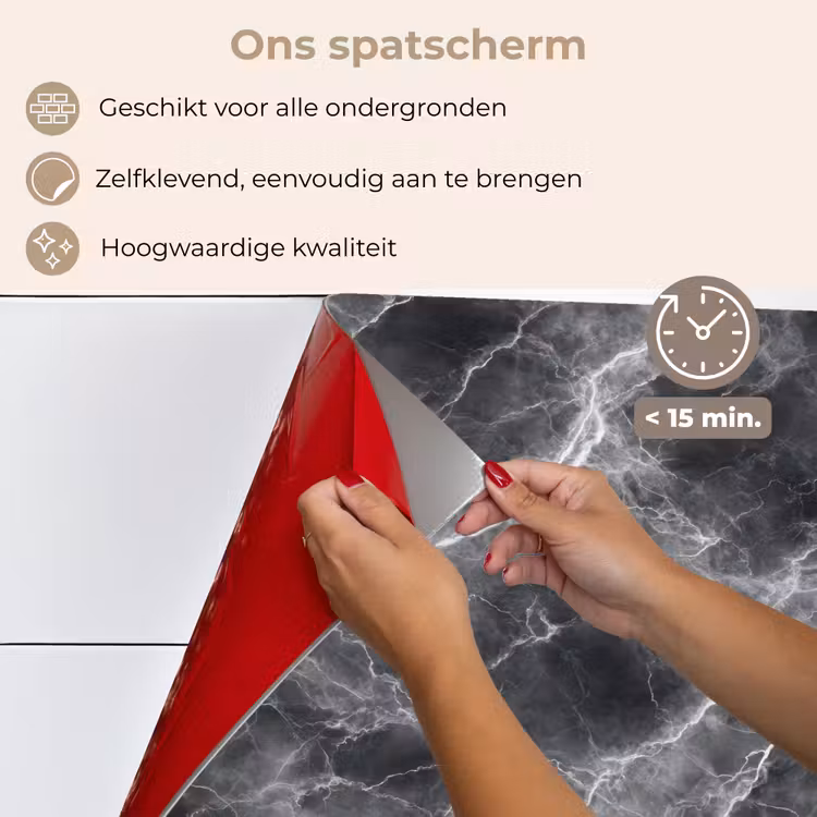 Spatscherm keuken - Donkergrijs - Bliksem - Marmer — 4