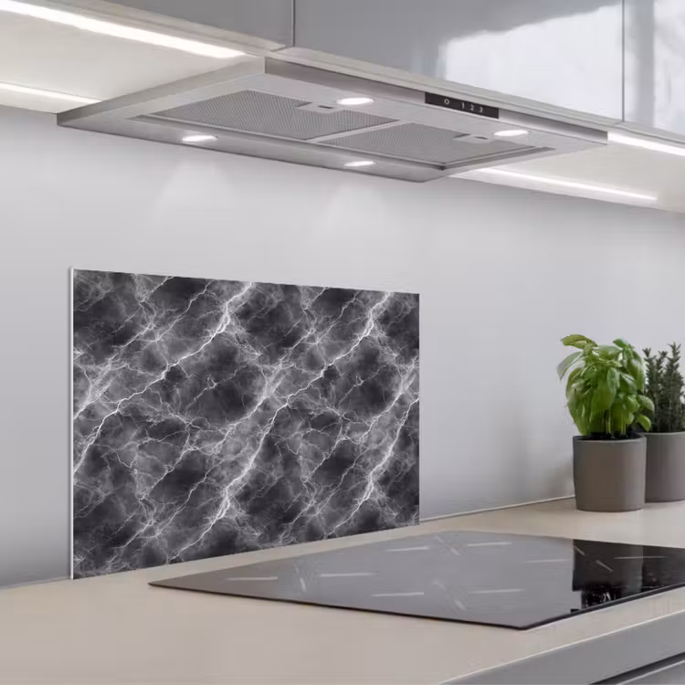 Spatscherm keuken - Donkergrijs - Bliksem - Marmer — 5