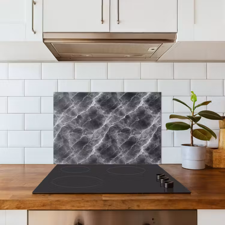 Spatscherm keuken - Donkergrijs - Bliksem - Marmer — 6