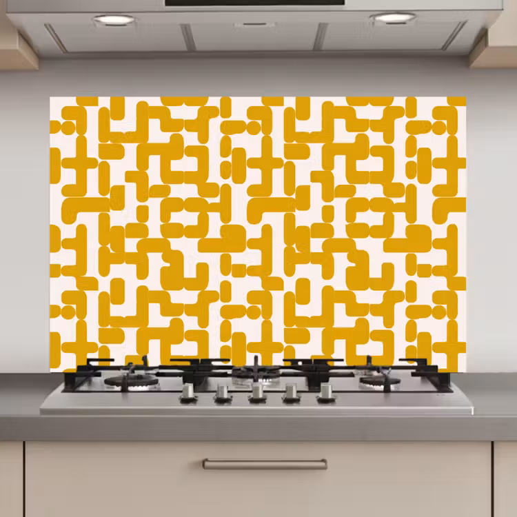 Spatscherm keuken - Geel - Beige - Patroon — 1