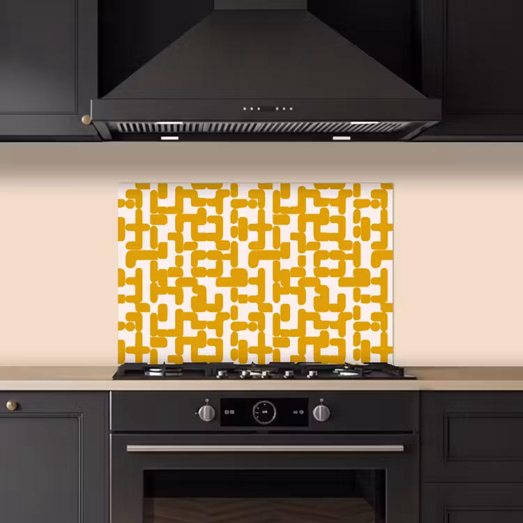 Spatscherm keuken - Geel - Beige - Patroon — 2