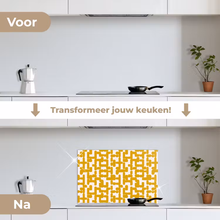 Spatscherm keuken - Geel - Beige - Patroon — 3