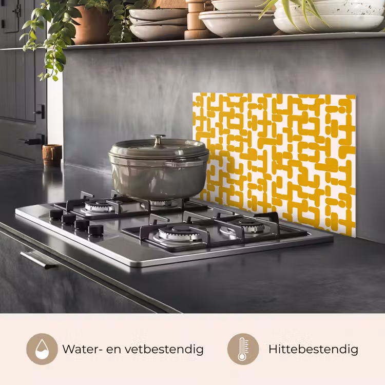 Spatscherm keuken - Geel - Beige - Patroon — 7