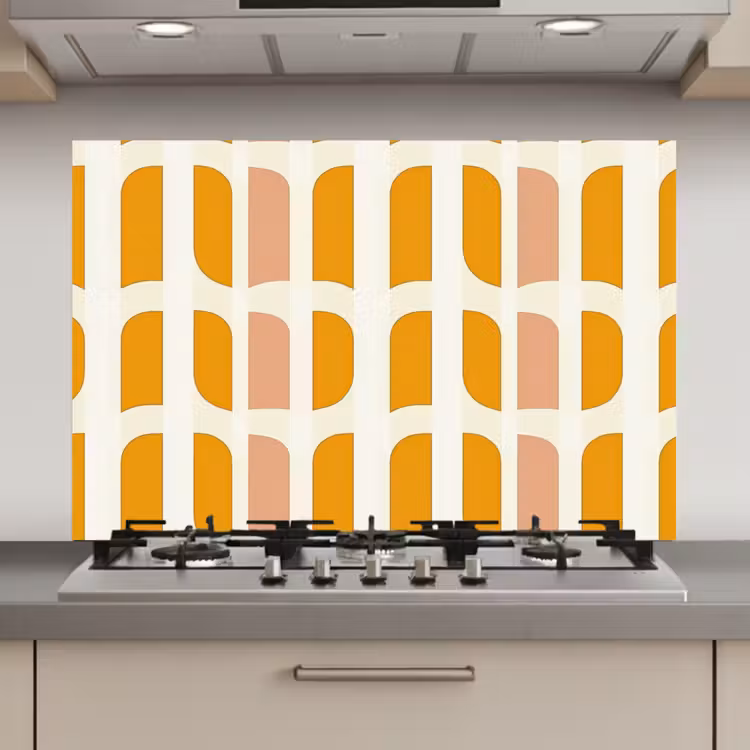 Spatscherm keuken - Geometrisch - Patroon - Geel - Roze — 1