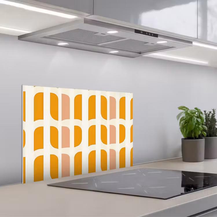 Spatscherm keuken - Geometrisch - Patroon - Geel - Roze — 5