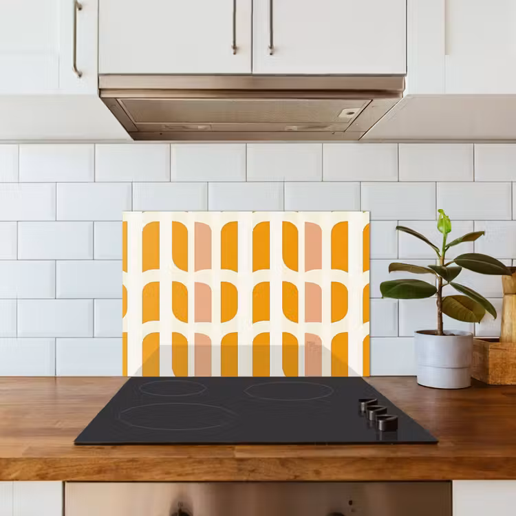 Spatscherm keuken - Geometrisch - Patroon - Geel - Roze — 6