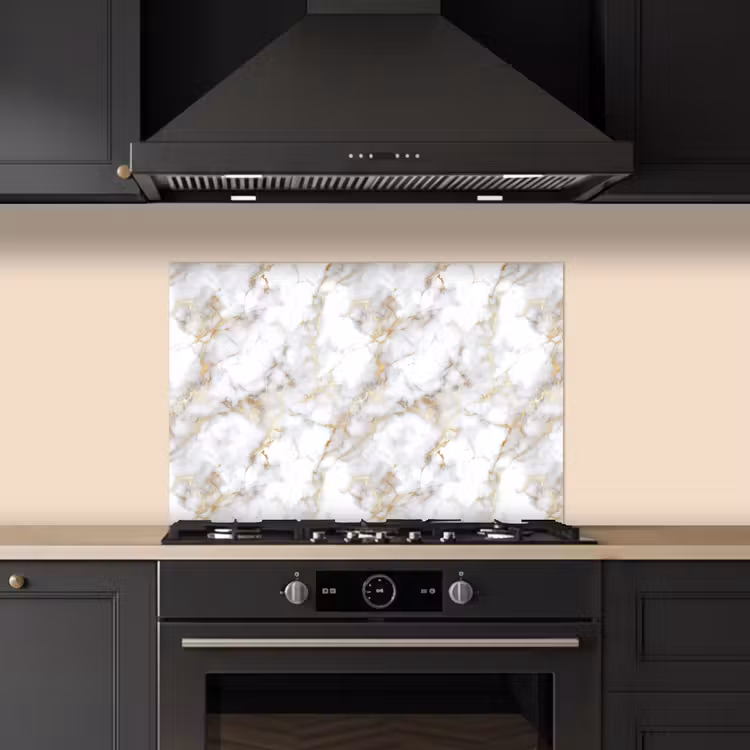 Spatscherm keuken - Gouden aders - Marmer - Wit — 2