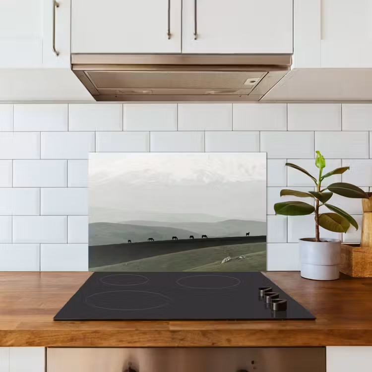 Spatscherm keuken - Grijs - Berg - Paarden — 6
