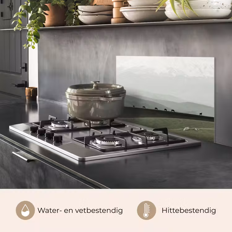 Spatscherm keuken - Grijs - Berg - Paarden — 7