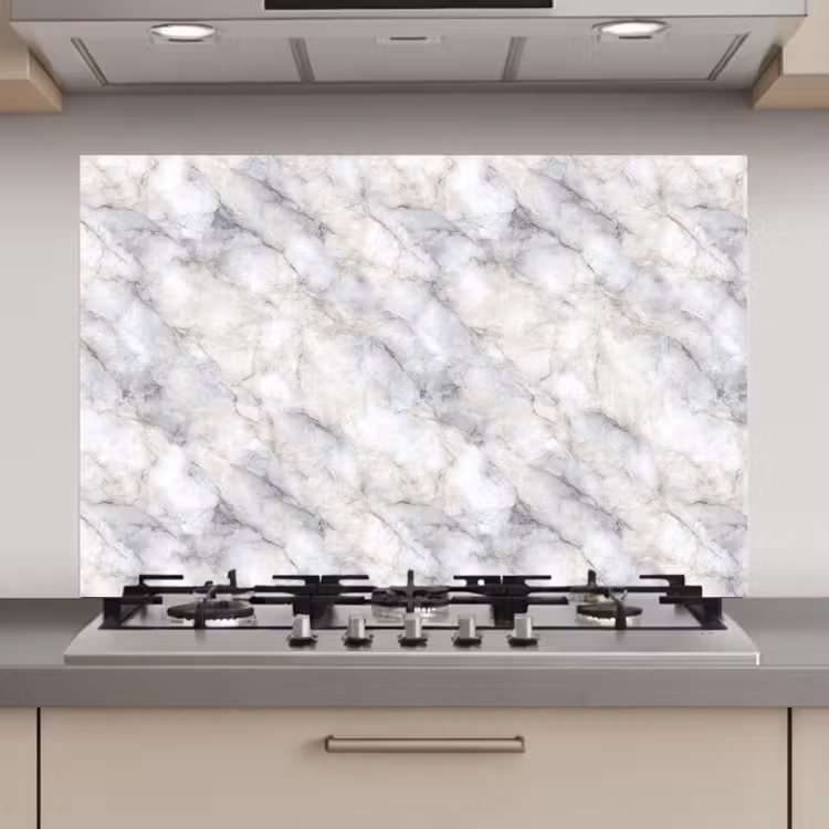 Spatscherm keuken - Grijs - Marmer - Gedetailleerd — 1