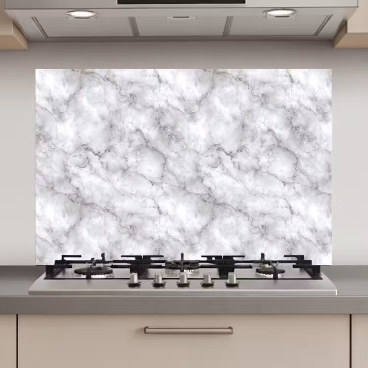 Spatscherm keuken - Grijs - Marmer - Klassiek - Aders — 1