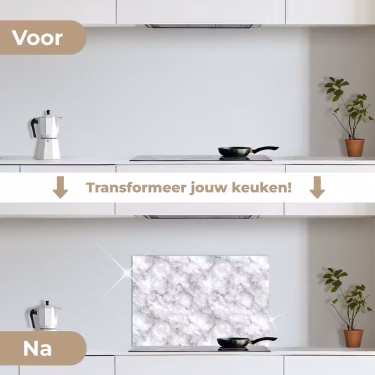 Spatscherm keuken - Grijs - Marmer - Klassiek - Aders — 3
