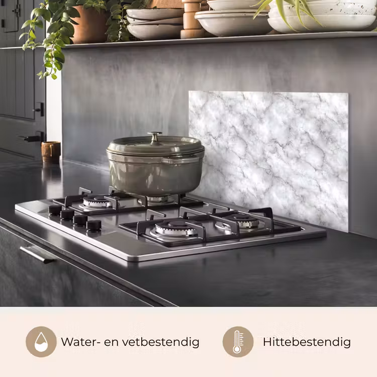 Spatscherm keuken - Grijs - Marmer - Klassiek - Aders — 7