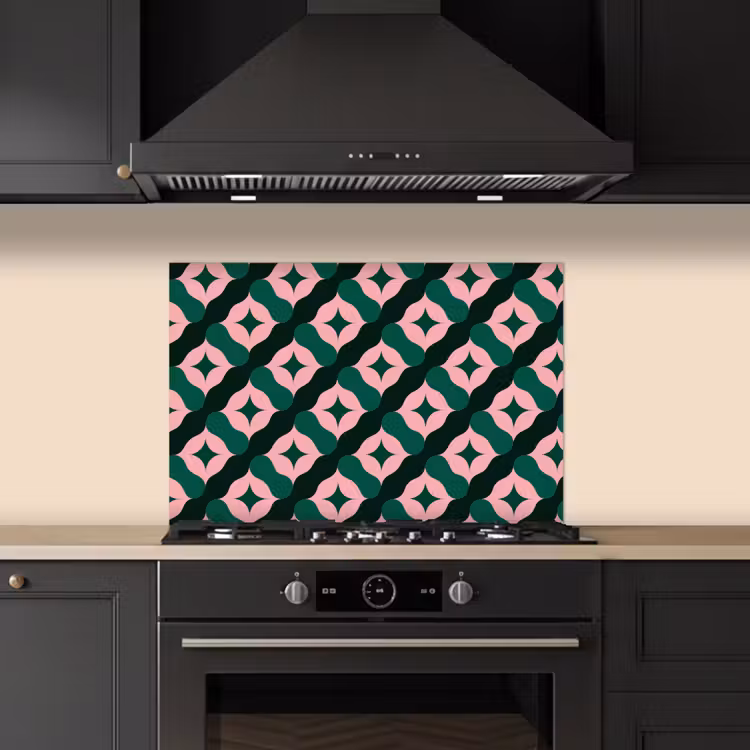 Spatscherm keuken - Groen - Roze - Retro - Sterren — 2