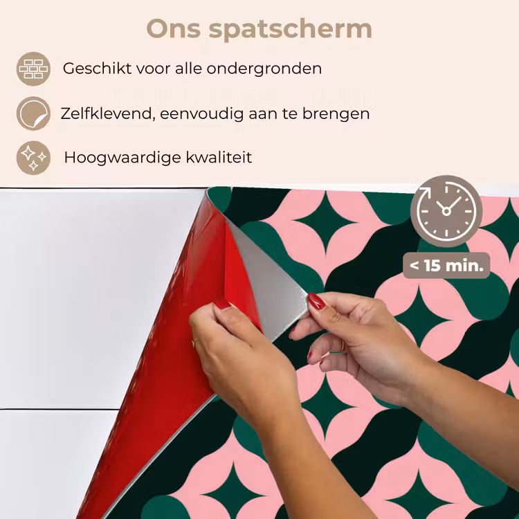 Spatscherm keuken - Groen - Roze - Retro - Sterren — 4
