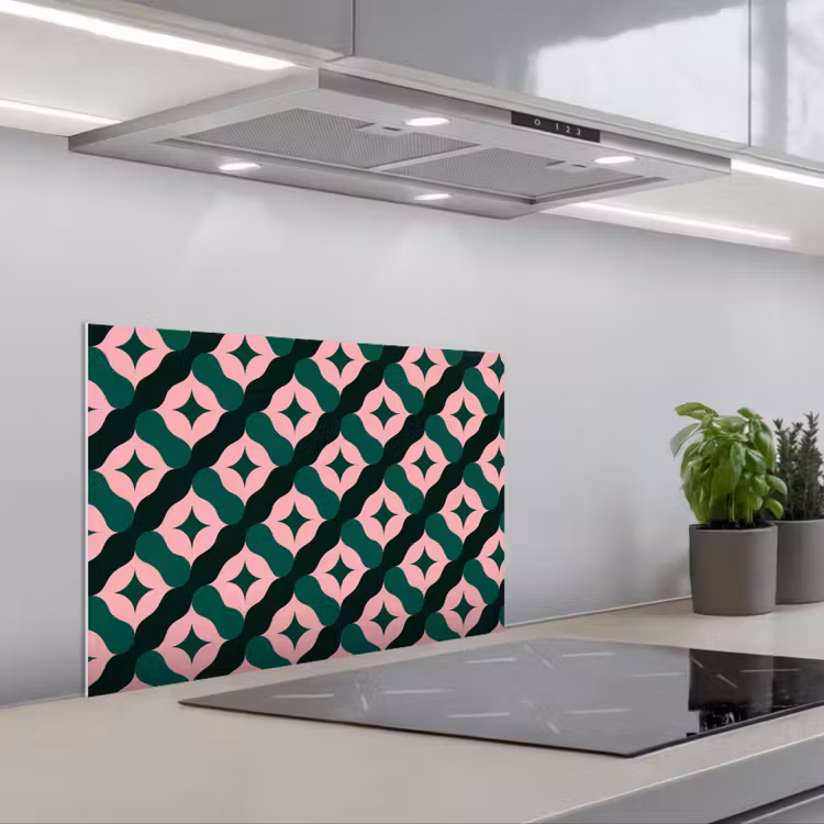 Spatscherm keuken - Groen - Roze - Retro - Sterren — 5