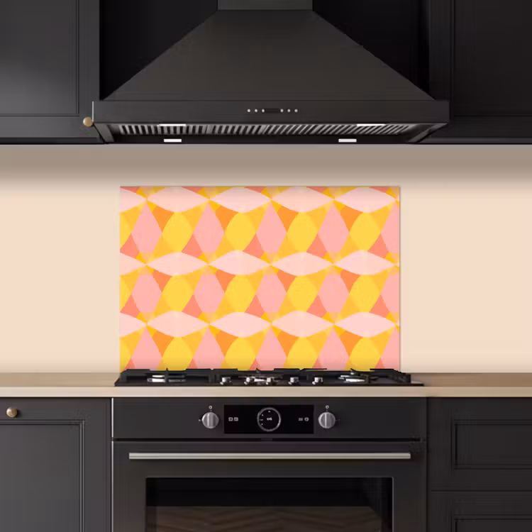 Spatscherm keuken - Kleurrijk - Ruitpatroon - Bladvormen — 2