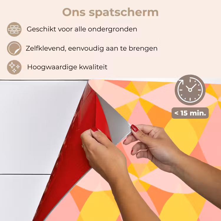 Spatscherm keuken - Kleurrijk - Ruitpatroon - Bladvormen — 4