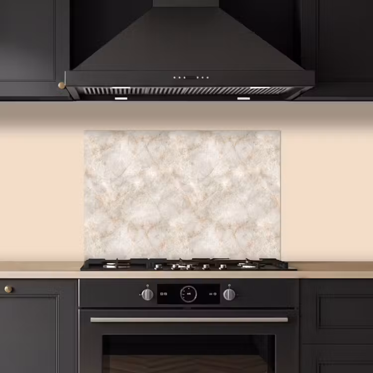 Spatscherm keuken - Lichtbeige - Goudbruine Nerven - Marmer — 2