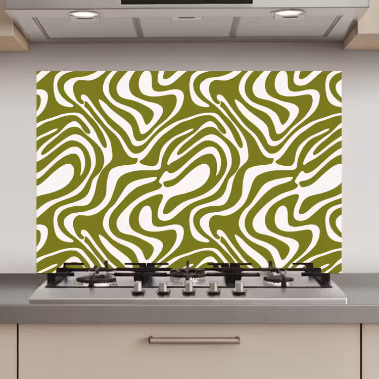 Spatscherm keuken - Lijnpatroon - Groen - Organisch — 1