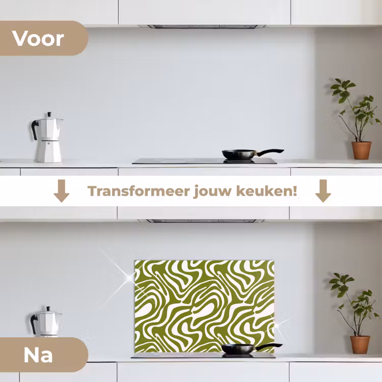 Spatscherm keuken - Lijnpatroon - Groen - Organisch — 3