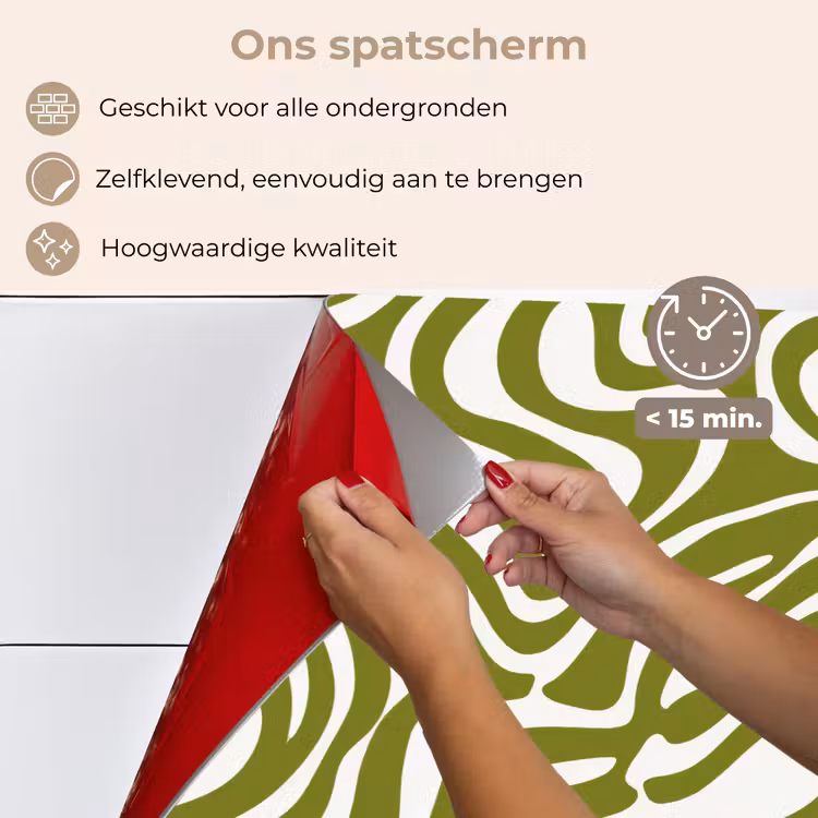 Spatscherm keuken - Lijnpatroon - Groen - Organisch — 4