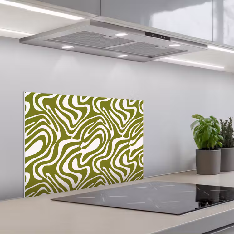 Spatscherm keuken - Lijnpatroon - Groen - Organisch — 5