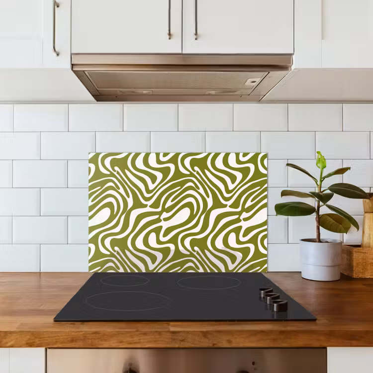 Spatscherm keuken - Lijnpatroon - Groen - Organisch — 6