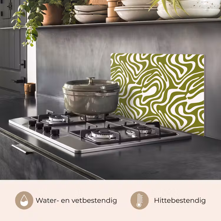 Spatscherm keuken - Lijnpatroon - Groen - Organisch — 7