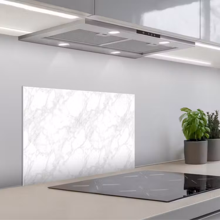Spatscherm keuken - Minimalistisch - Wit - Grijze aders — 5