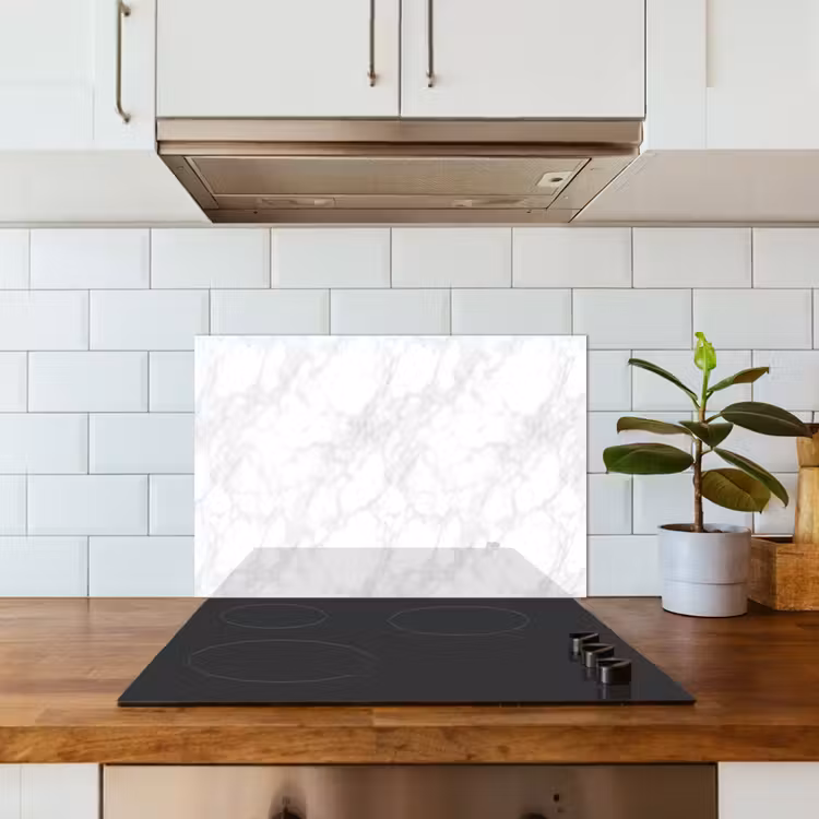 Spatscherm keuken - Minimalistisch - Wit - Grijze aders — 6