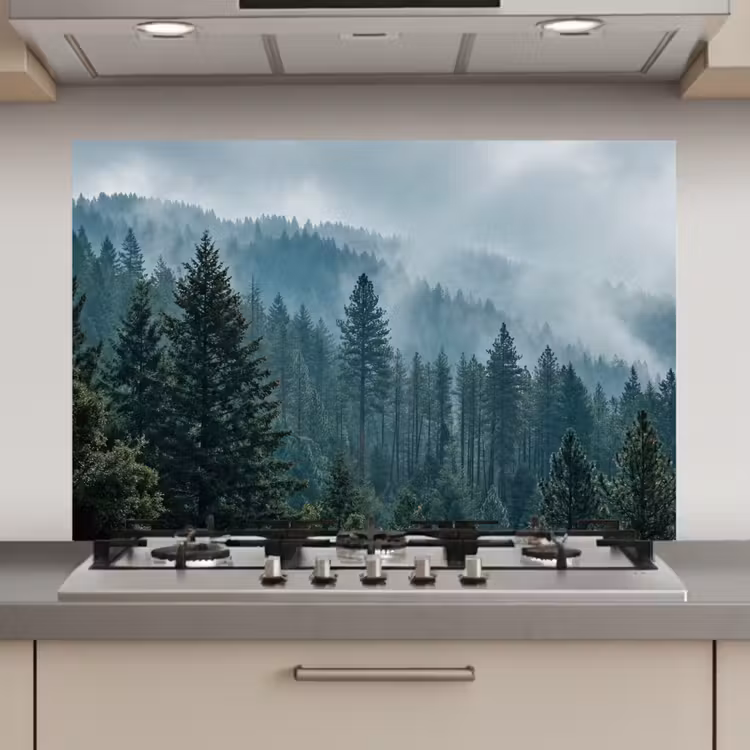Spatscherm keuken - Naaldwoud - Bergen - Mist — 1