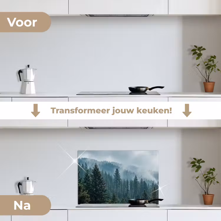 Spatscherm keuken - Naaldwoud - Bergen - Mist — 3
