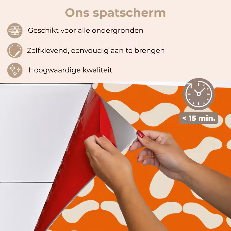 Spatscherm keuken - Oranje - Organische vormen - Wit — 4