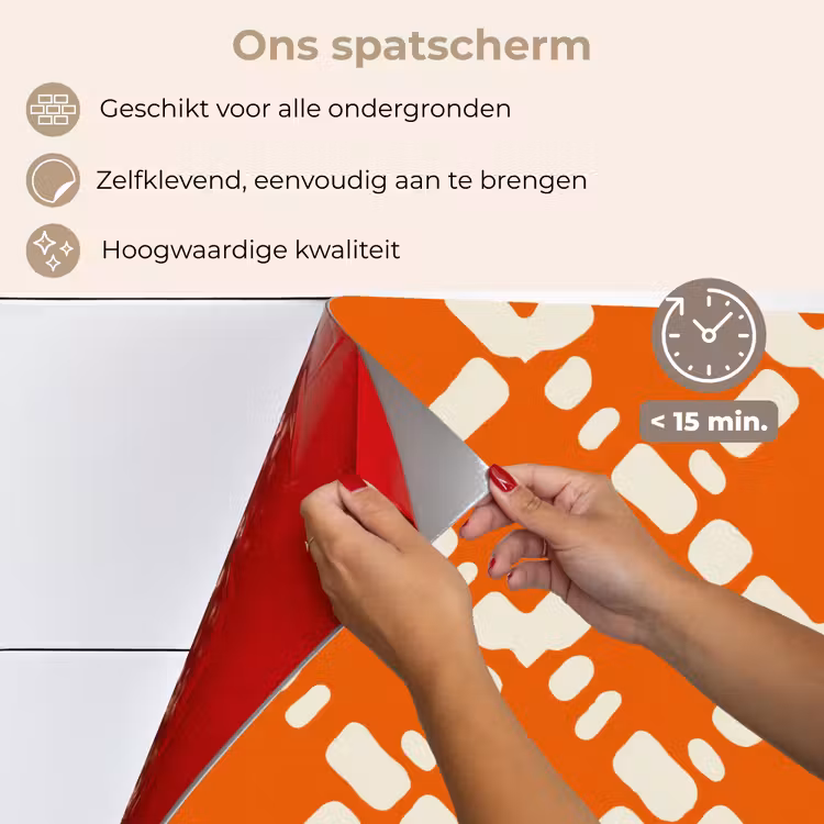 Spatscherm keuken - Oranje - Ruitpatroon - Wit — 4