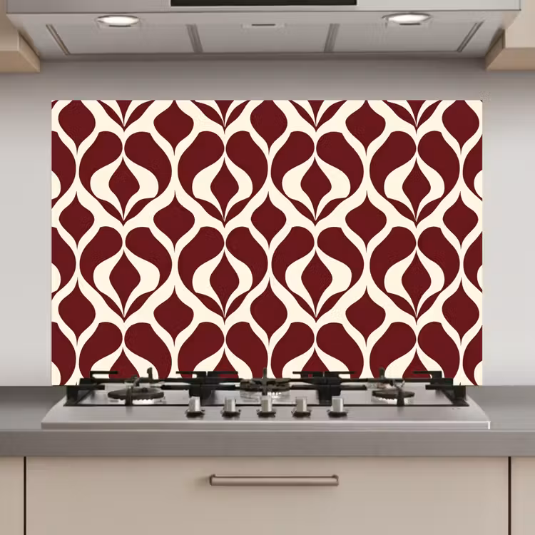 Spatscherm keuken - Rood - Druppelpatroon - Grafisch — 1
