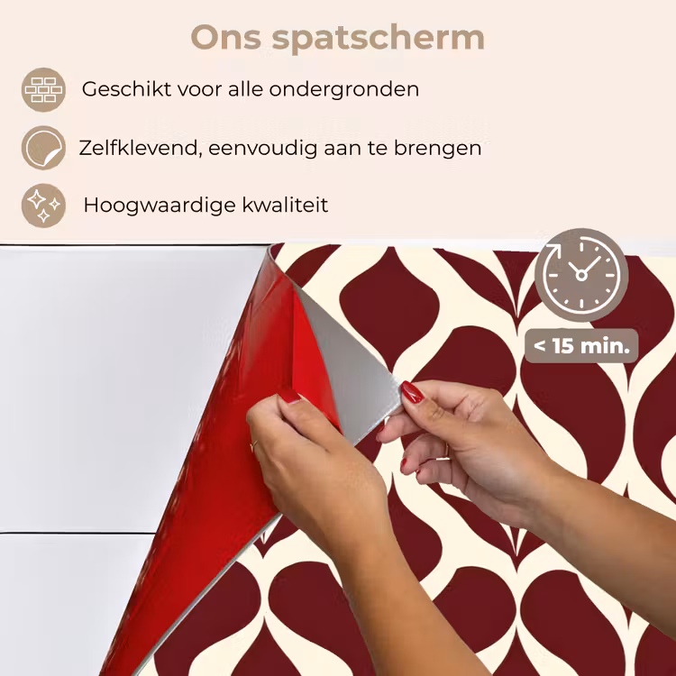 Spatscherm keuken - Rood - Druppelpatroon - Grafisch — 4