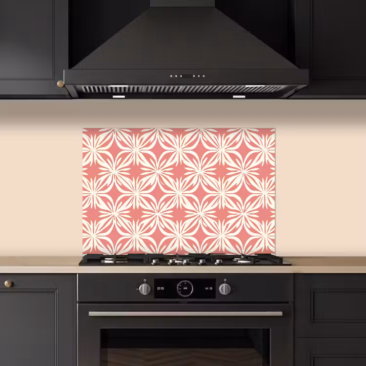 Spatscherm keuken - Roze - Bloemenmotief - Wit - Modern — 2