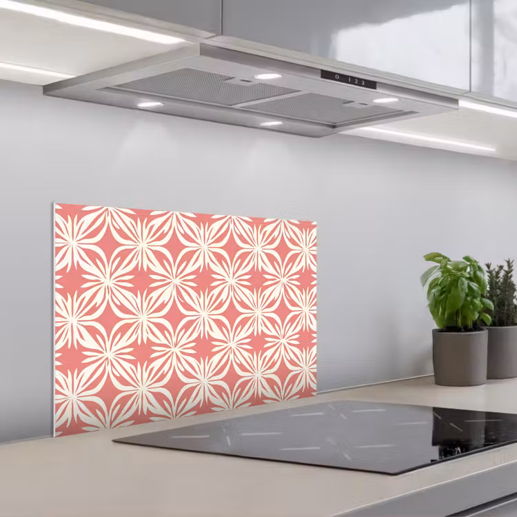 Spatscherm keuken - Roze - Bloemenmotief - Wit - Modern — 5