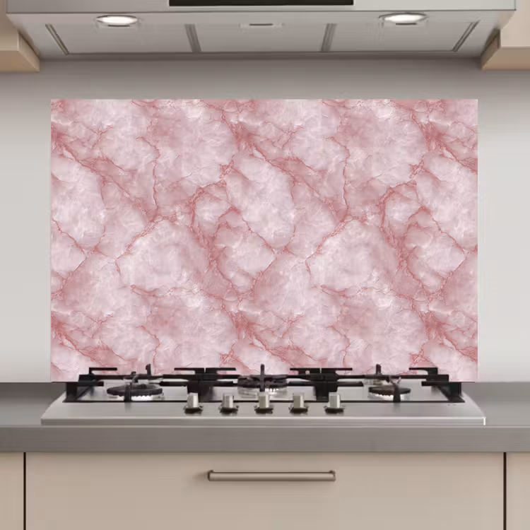 Spatscherm keuken - Roze - Kwartsmarmer - Aders — 1