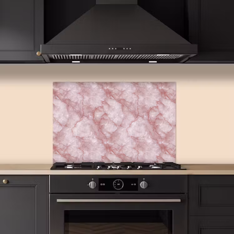 Spatscherm keuken - Roze - Kwartsmarmer - Aders — 2