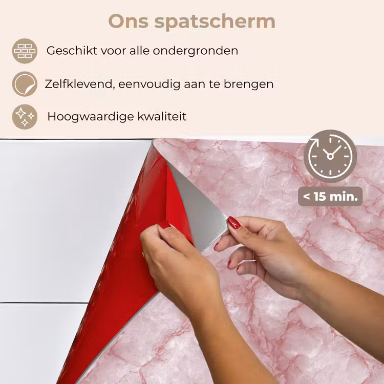 Spatscherm keuken - Roze - Kwartsmarmer - Aders — 4