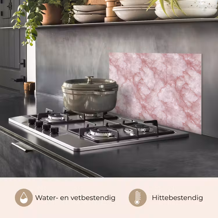 Spatscherm keuken - Roze - Kwartsmarmer - Aders — 7