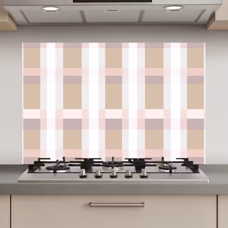 Spatscherm keuken - Ruitpatroon - Aardetinten - Minimalistisch — 1