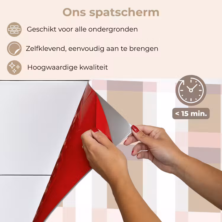 Spatscherm keuken - Ruitpatroon - Aardetinten - Minimalistisch — 4