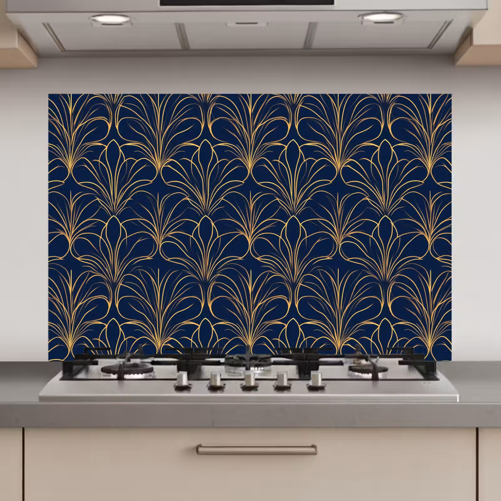 Spatscherm keuken - Deco - Waaier - Blauw — 1
