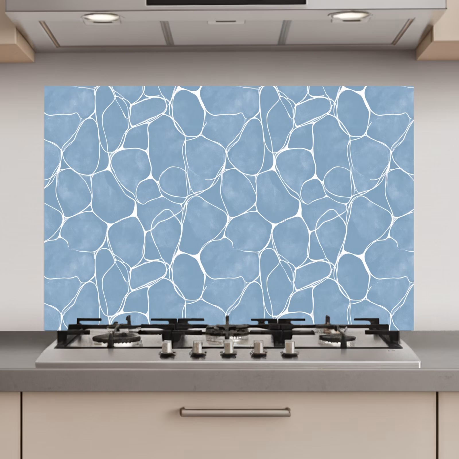 Spatscherm keuken - Organisch - Patroon - Blauw — 1